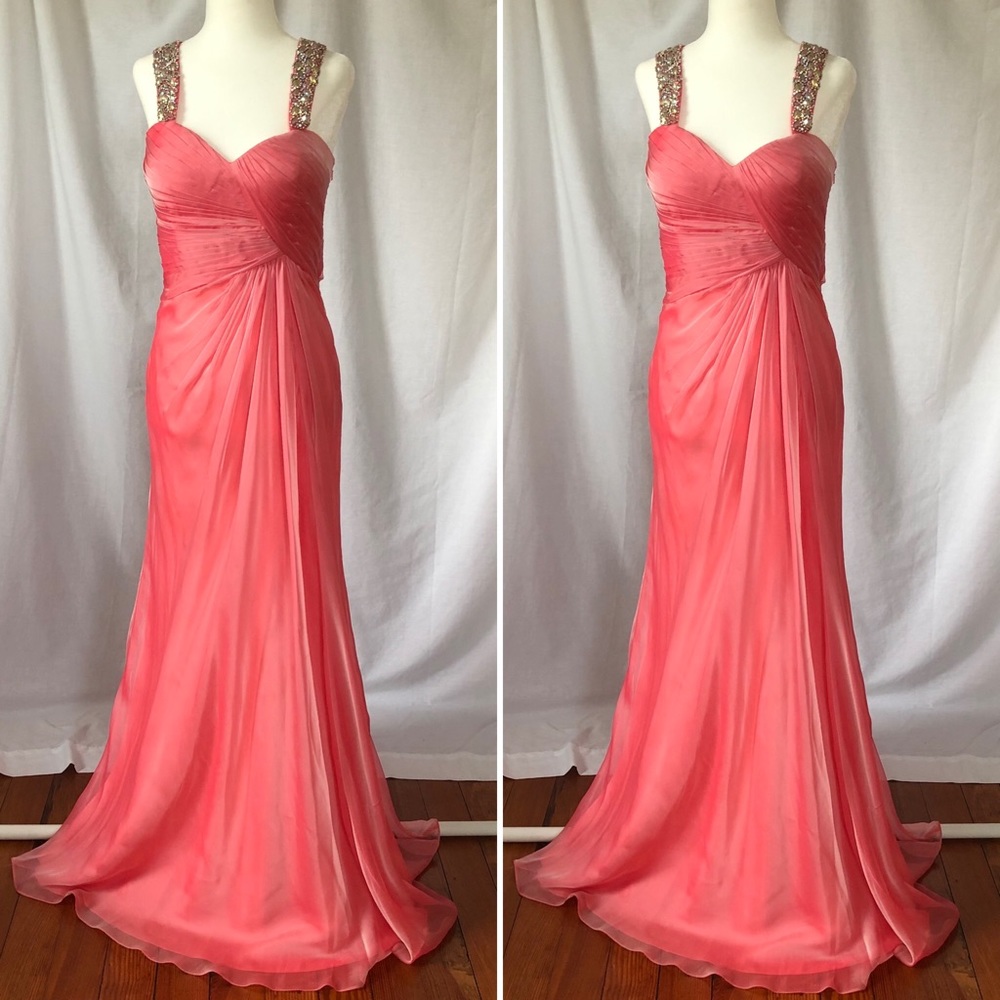 La Femme Prom Dress Evening Gown Pink Coral Melon
